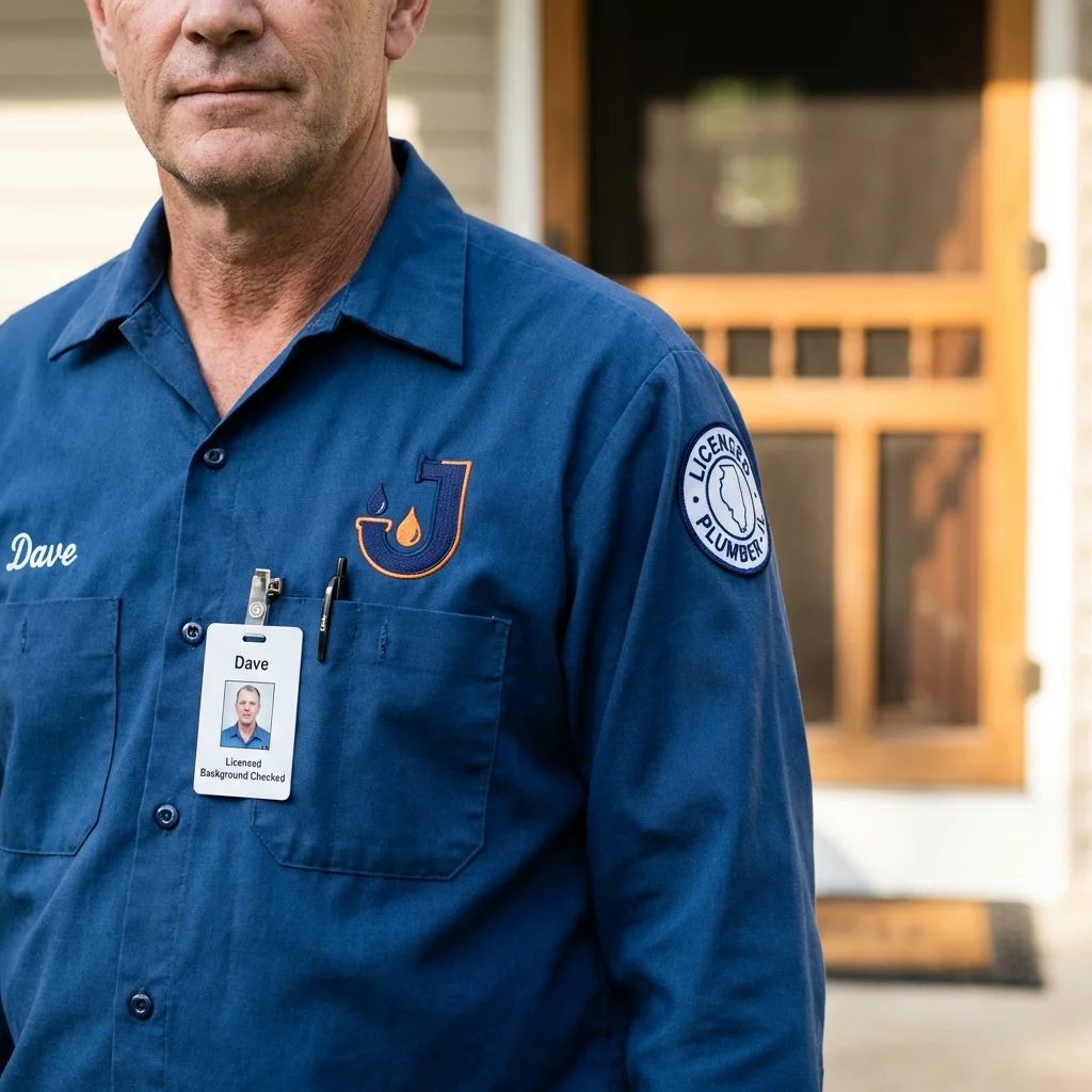 Licensed plumber showing ID badge in Saint James City, FL