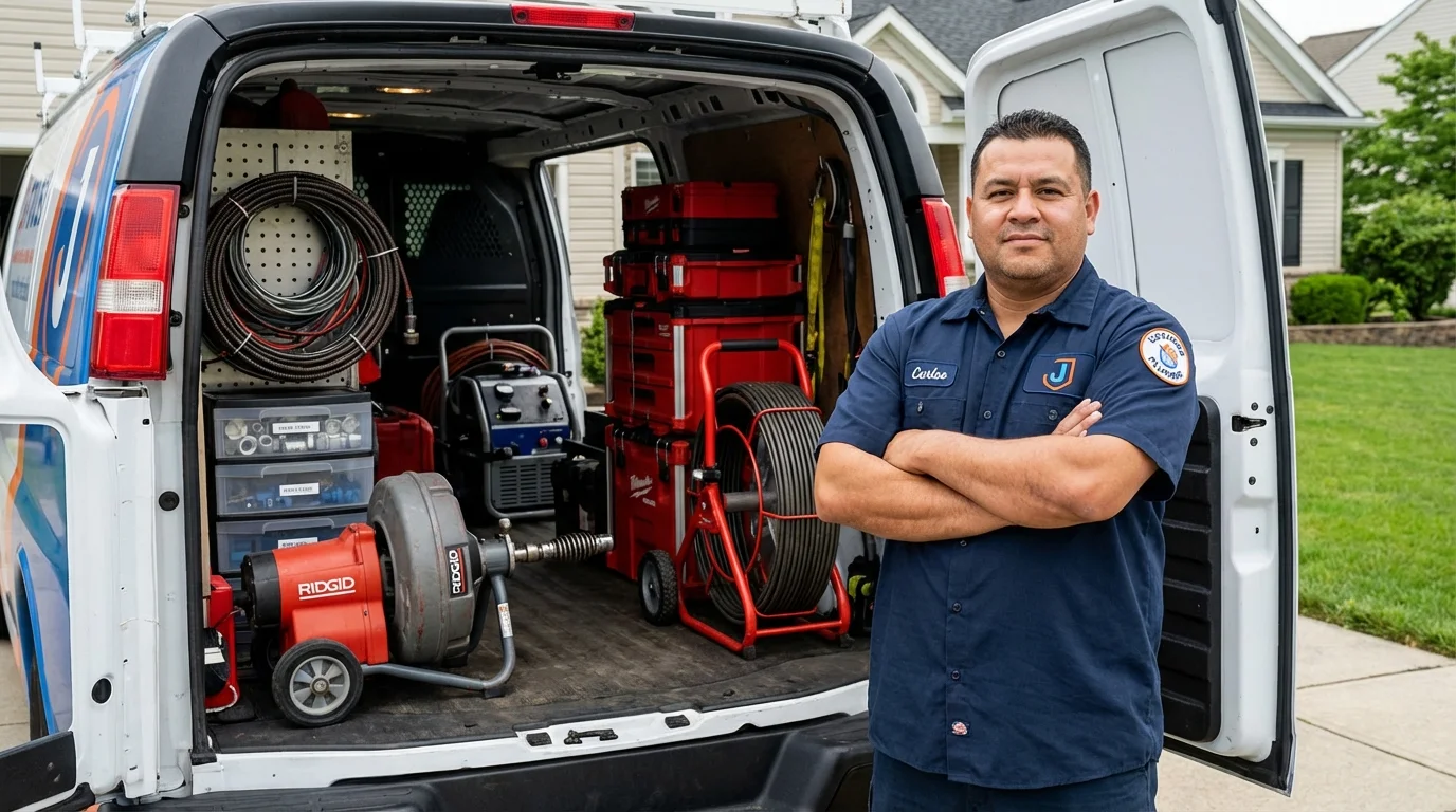 Professional drain cleaning equipment and Johns Plumbing LLC plumber in Saint James City