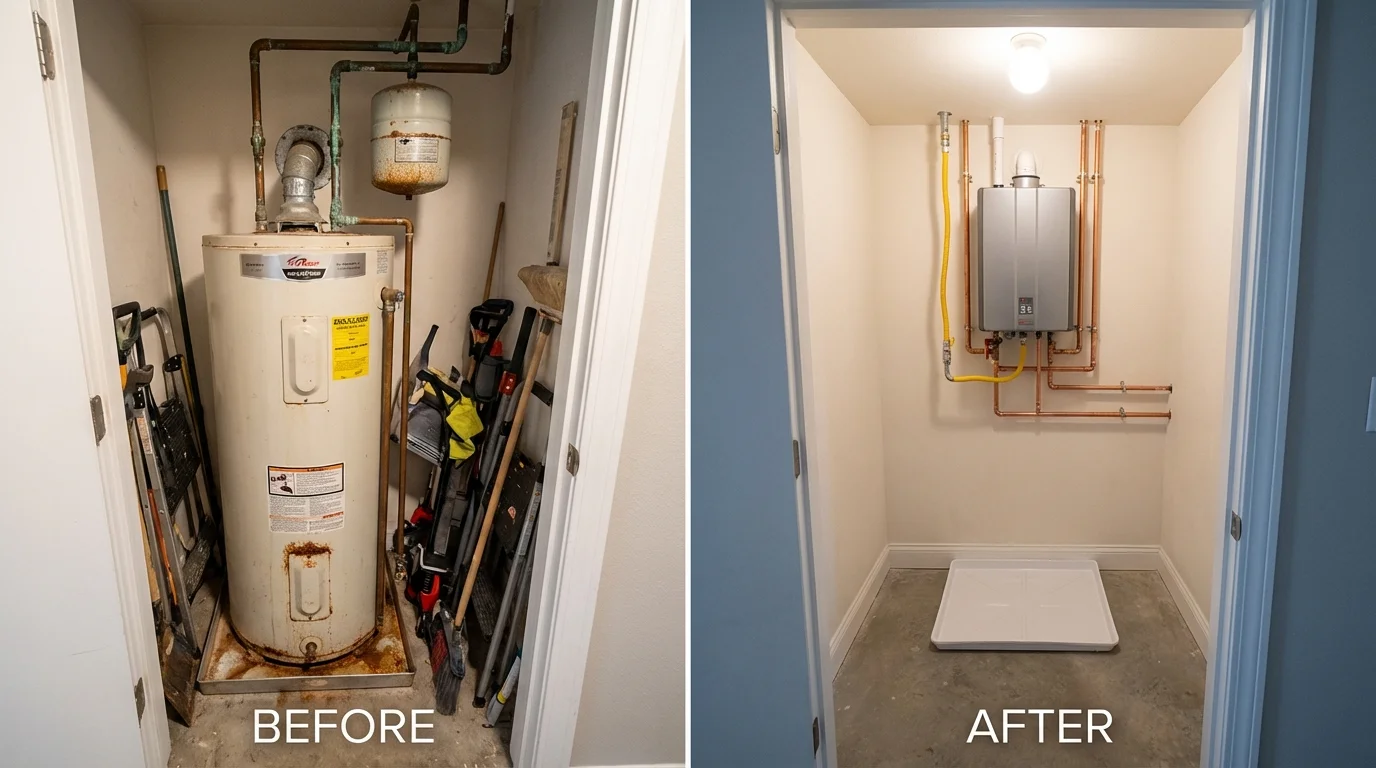 Tank water heater versus wall-mounted tankless unit comparison for Saint James City, FL homeowners