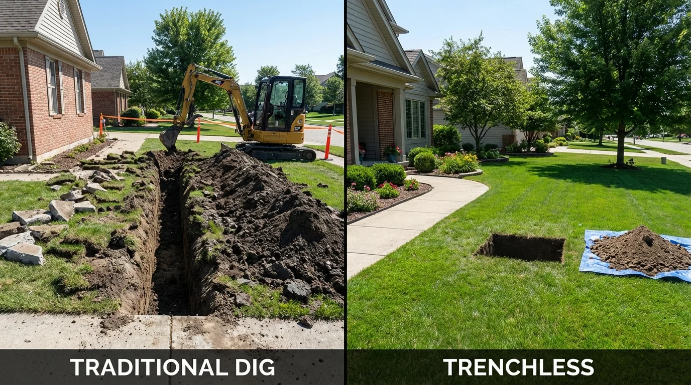 Trenchless sewer repair with minimal yard damage versus traditional excavation in Saint James City, FL